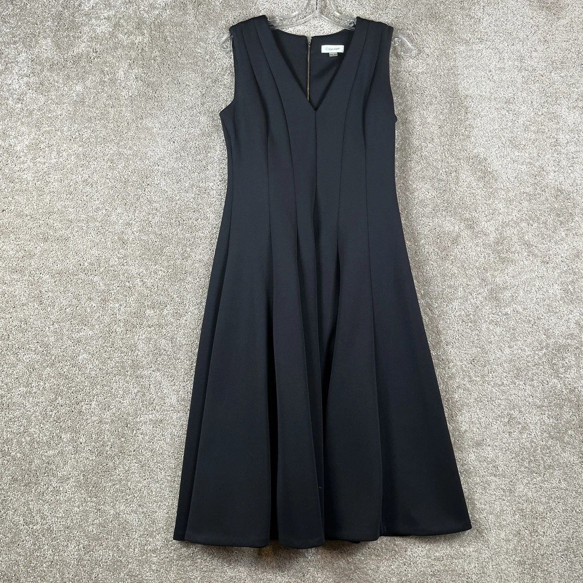 green emerald velvet dress Calvin Klein Women's Sleeveless A Line Midi Dress with V Neckline, red, 8  at Amazon Women's Clothing store main image 1