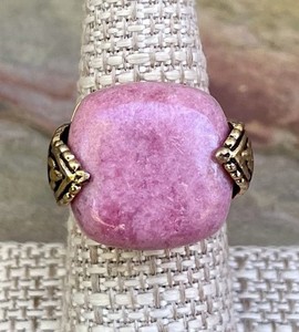 Barse NWT Pink Rhodonite Golden Bronze Statement Ring Size 8