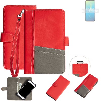 Schutzhülle für Wiko Power U10 rot + grau Wallet Case Bookstyle Hülle
