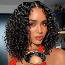Short Bob Curly Human Hair Wigs With Bangs 100 Brazilian Real Human Hair