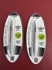 2   Zebra Pens F-701 Ballpoint Stainless Retractable Fine Point 0.7mm Black ink