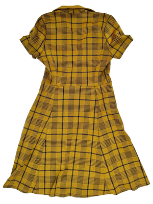 yellow backless dress Women's Daily Delight Yellow Floral Jacquard Mini Dress | Size: S