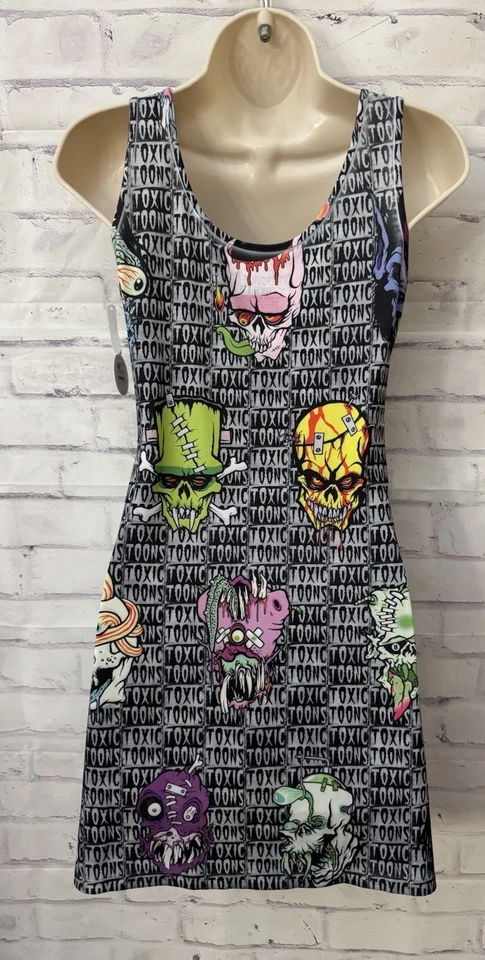 Kreepsville 666 Med Toxic Toons Ugly Heads 背心连衣裙弹力奇思索斯新品 — 第 3/4 张图片