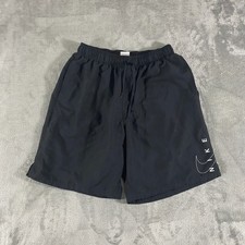 Nike Volley Shorts Mens L Black 9" Swoosh Break Graphic Drawstring Lined Swim