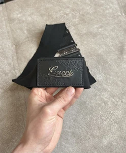 Ceinture Gucci stretch années 80 90 grand logo couleur noir taille 80