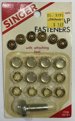 Singer Pearl colored Snap Fasteners with attaching Tool