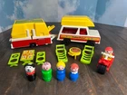 Vintage Fisher Price Little People Play Car/Jeep & Pop-Up Camper 992. COMPLETE