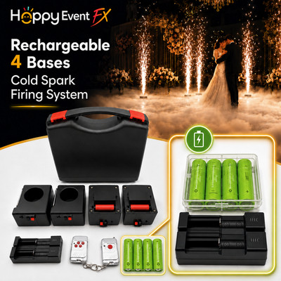 Happy Event FX 4 Pcs Cold Sparkler Base Kit with Rechargeable Batteries
