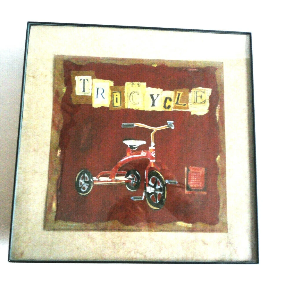 Childrens Framed Art Boys Room Airplane Rocking Horse Red Wagon Tricycle Nursery - Image 4 of 4