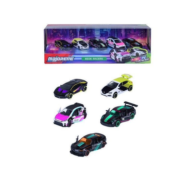 Majorette SL Neon Racer voitures miniatures en métal lot de 5 véhicules de sport 3 ans