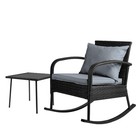 NNEDSZ Wicker Rocking Chairs Table Set Outdoor Setting Recliner Patio Furniture