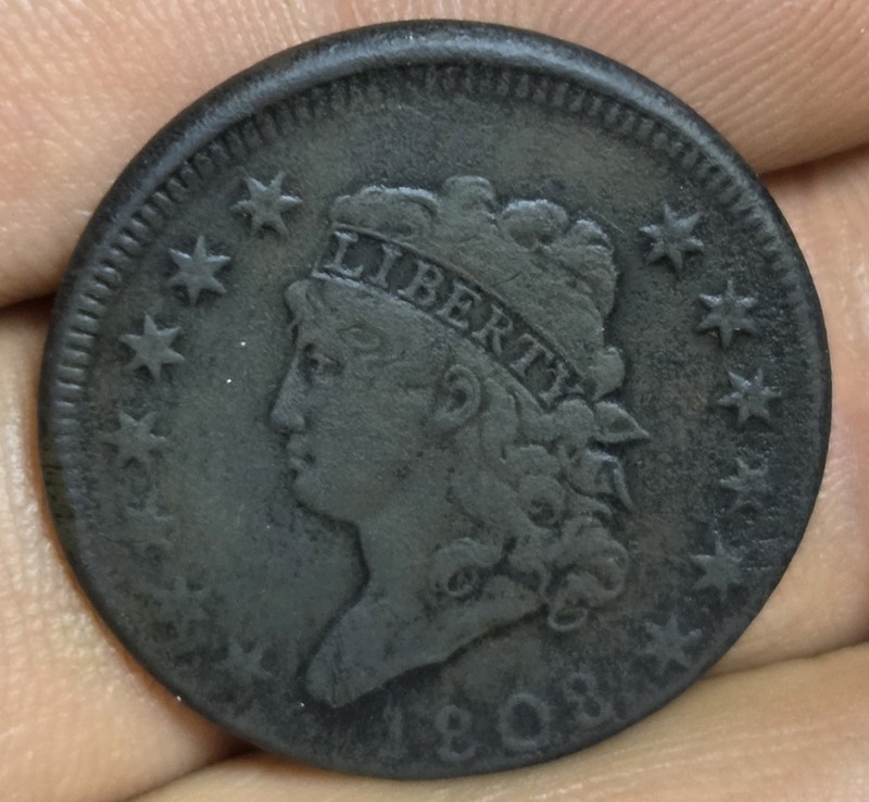 1808 Classic Head Large Cent Beautiful Coin, Mis-strike 6% Off-center  S-278
