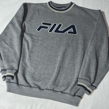 Felpa Fila Vintage Uomo S Girocollo Anni 90 Y2K Logo Ricamato Made In Turkey
