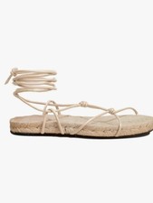 JACK ERWIN NUEVO SIN CAJA $195 Olivia Sandalias Alpargata Cuero Con Cordones Crema Talla 9