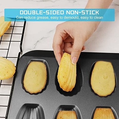 2 Pack Madeleine Pan, Spherical Scallop Madeline Bakeware 12-Cavity Heavy Dut...