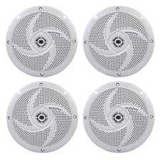 (4) Genuine Marine 6.5" 180 Watt White 2-Way Marine Boat Speakers Waterproof