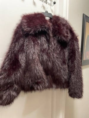 Burgundy Faux Fur Coat
