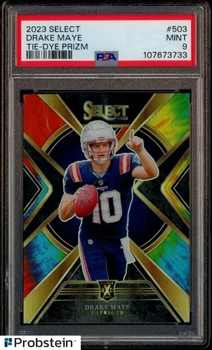 2023 Panini Select Tie-Dye Prizm #503 Drake Maye Patriots RC Rookie 15/25 PSA 9