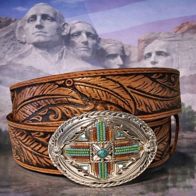Tony Lama USA Belt   TURQUOISE TRAIL Size 34 NWT Western Rodeo List $76