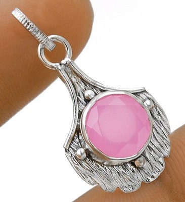 Natural Rose Quartz 925 Solid Sterling Silver Pendant Jewelry 1 1/4'' Long @B11-1