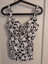 Lands' End Underwire Tankini Top, White/Black, Size 8