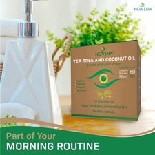 NOVEHA 180pcs Tea Tree & Coconut Oil Eyelid Lash Wipes (Pack of 3)
