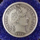 Rare Beautiful 1912-P U.S. Barber Dime (SILVER) KM 113