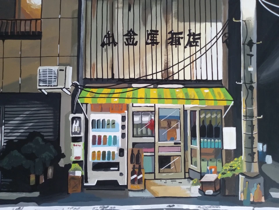 Original Painting 'shibuya Nights' Artwork On 24" X 18" Canvas, Japan Nightlife - Image 2 of 4