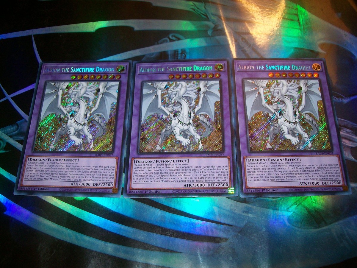 3x Albion the Sanctifire Dragon 1st Edition Secret Rare RA05-EN037