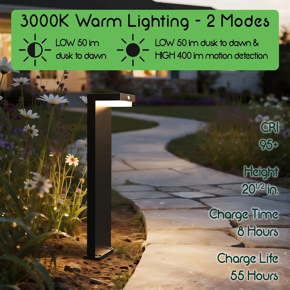 Solar Pathway Lights - Walkway Solar Lights for outside - PIR Sensor & Two Light - Image 2 of 4