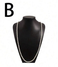 White Pearl Beaded Necklace, Round Pearls, 150cm Long, Fashion Costume