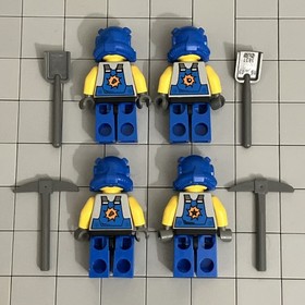 Lego Power Miners guy orange scar minifigure 8958 8709 Lot Of 4 H4 23
