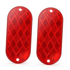 Red Oval Safety Reflectors, 4.5" x 2", 4-Pack Self-Adhesive or Screw-On