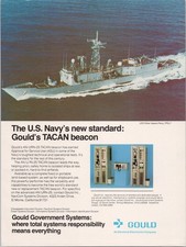 Gould US Navy TACAN Beacon USS Oliver Hazard Perry FFG-7 Vintage Print Ad 1980