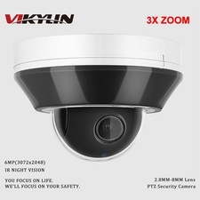 VIKYLIN 6MP 3X ZOOM Dome PTZ Camera MIC Human Vehicle IR Night Vision Outdoor