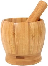 Bamboo Mortar and Pestle Set,8 Oz Natural Seasoning Spice Tools | for Crushing