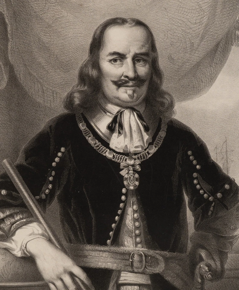 WAANDERS (*1809) nach BOL (*1616), Porträt des Admirals de Ruyter, Lith. - Bild 3 von 4