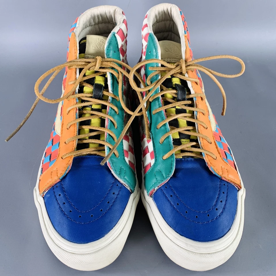 VANS Talla 10 50th Aniversario Multicolor de Cuadros Cuero High Top Zapatillas - Imagen 4 de 4