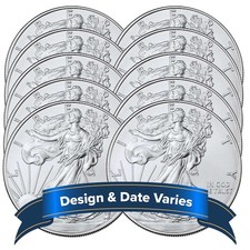 Lot of 10 - $1 American Silver Eagle 1 oz Random Year BU