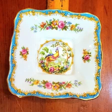 RARE Chelsea Bird Royal Albert 4.5" Square Vtg Bon Bon Dish Bone  England 1.25"H