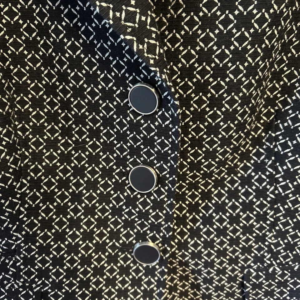 Chaqueta Ann Taylor Azul Marino y Blanco Geo Patrón Talla 14: Totalmente Forrada *ver fotos* Foto 2 de 4