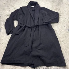 Grade & Gather Women's S Black Cotton Tie Waist Jacket Trench Lined Pockets