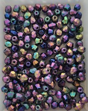 Lot of 50 Purple Iris Czech Glass Fire Polished Beads  5mm