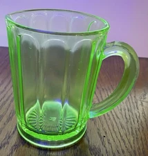 Vintage Uranium Green Depression Glass Pitcher, 5"