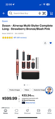 Dyson - Airwrap Multi-Styler Complete Long Diffuse for Curly+Coily Hair - Strawb