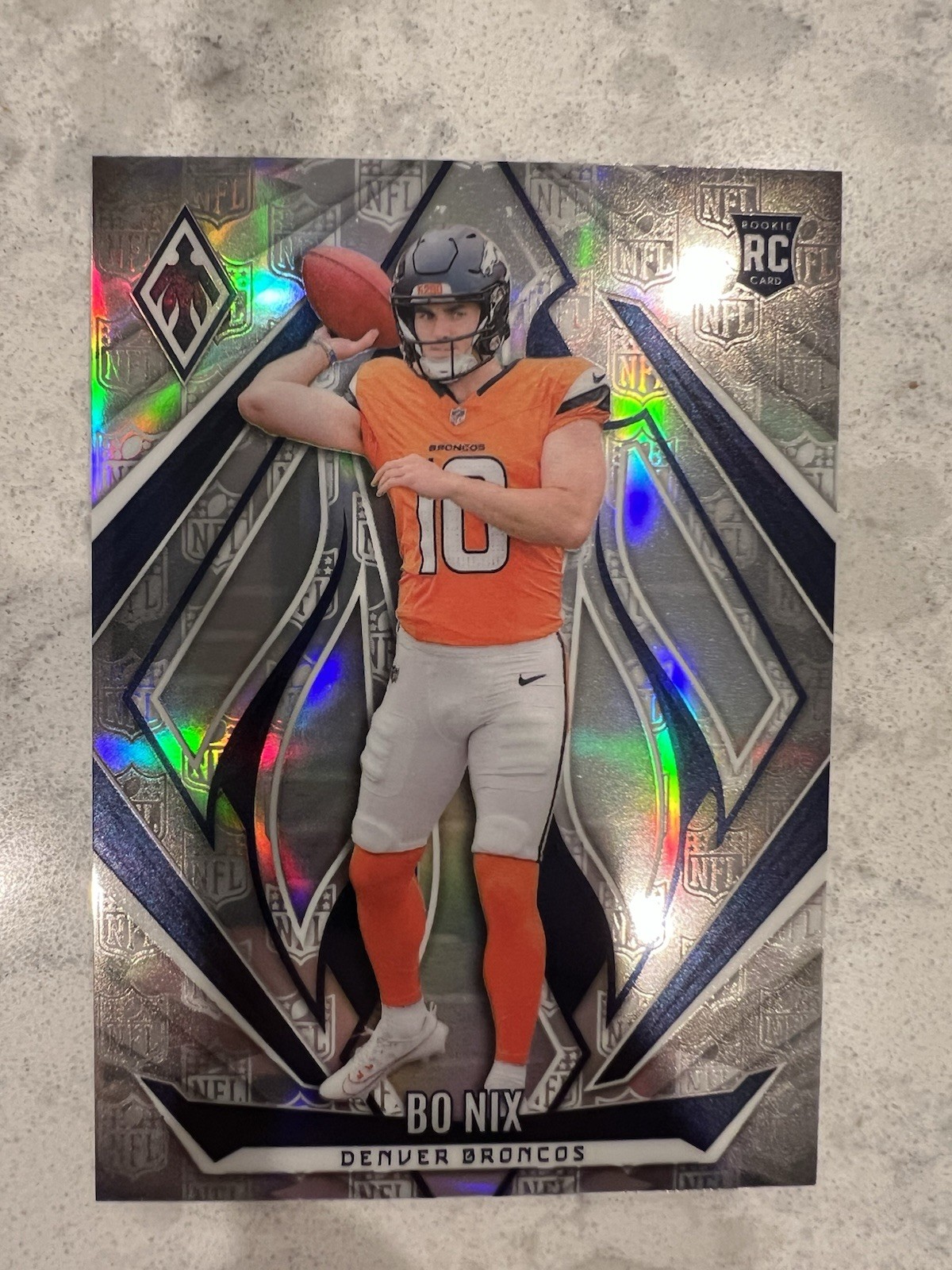 Bo Nix Denver Broncos 2024 Panini Phoenix #159 NFL Shield Rookie 144/150 Rookie