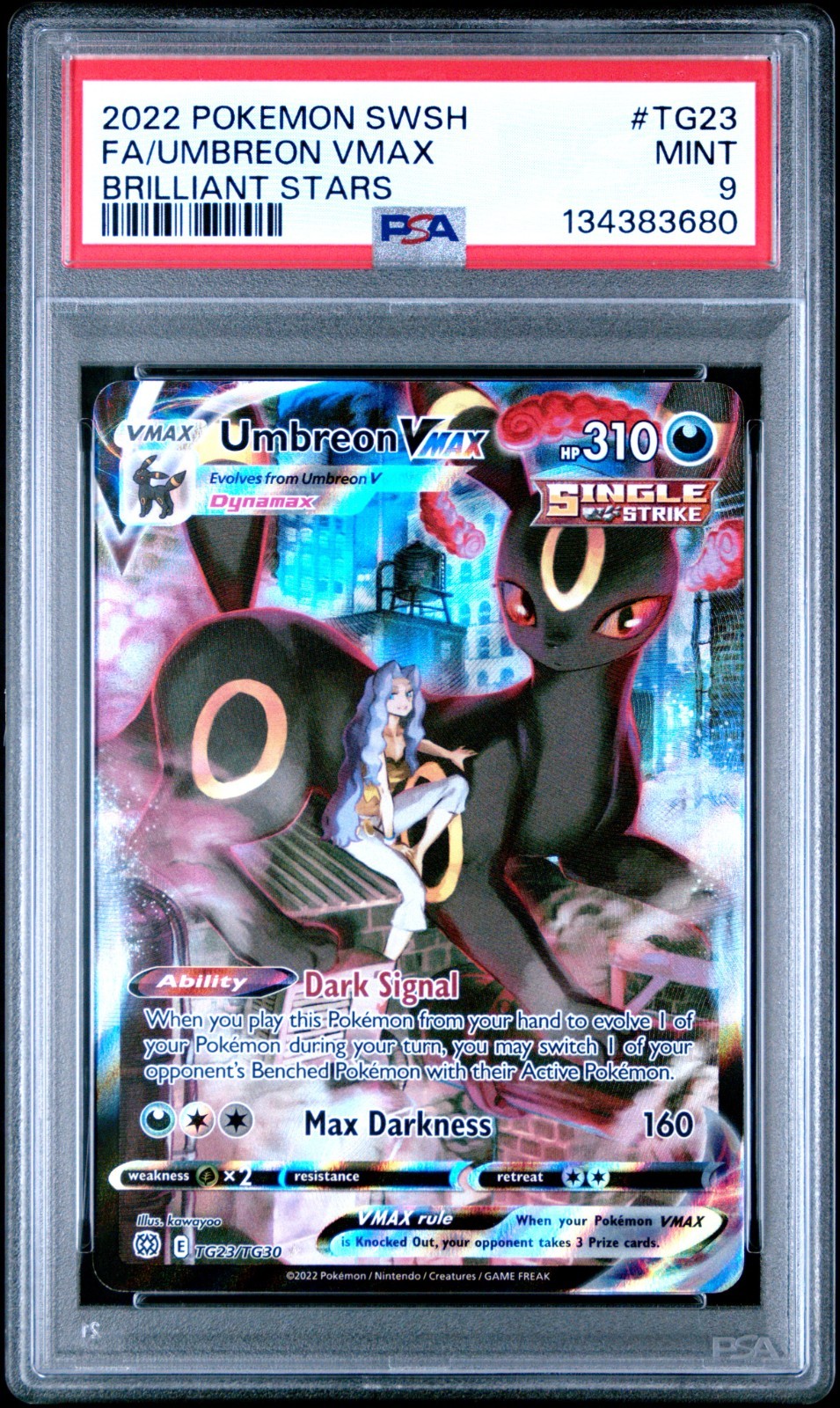 2022 Pokemon SWSH Brilliant Stars Umbreon VMAX Holo Rare #TG23/TG30 PSA 9
