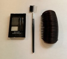 LOT REVLON COLORSTAY BROW KIT SOFT BLACK EYE LASH COMB FAUX BROWN HAIR CLIP BUMP