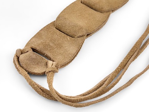 Cintura in pelle scamosciata marrone morbida taglia 36-42 chiusura cravatta in vita Y2K Boho - Foto 6 di 10
