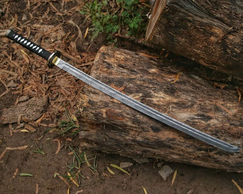 СДЕЛАННЫЙ НА ЗАКАЗ ВРУЧНУЮ КОВАНЫЙ ИЗ ДАМАССКОЙ СТАЛИ МЕЧ КАТАНА БОЕВОЙ МЕЧ ВЫЖИВАНИЯ - Изображение 4 из 4
